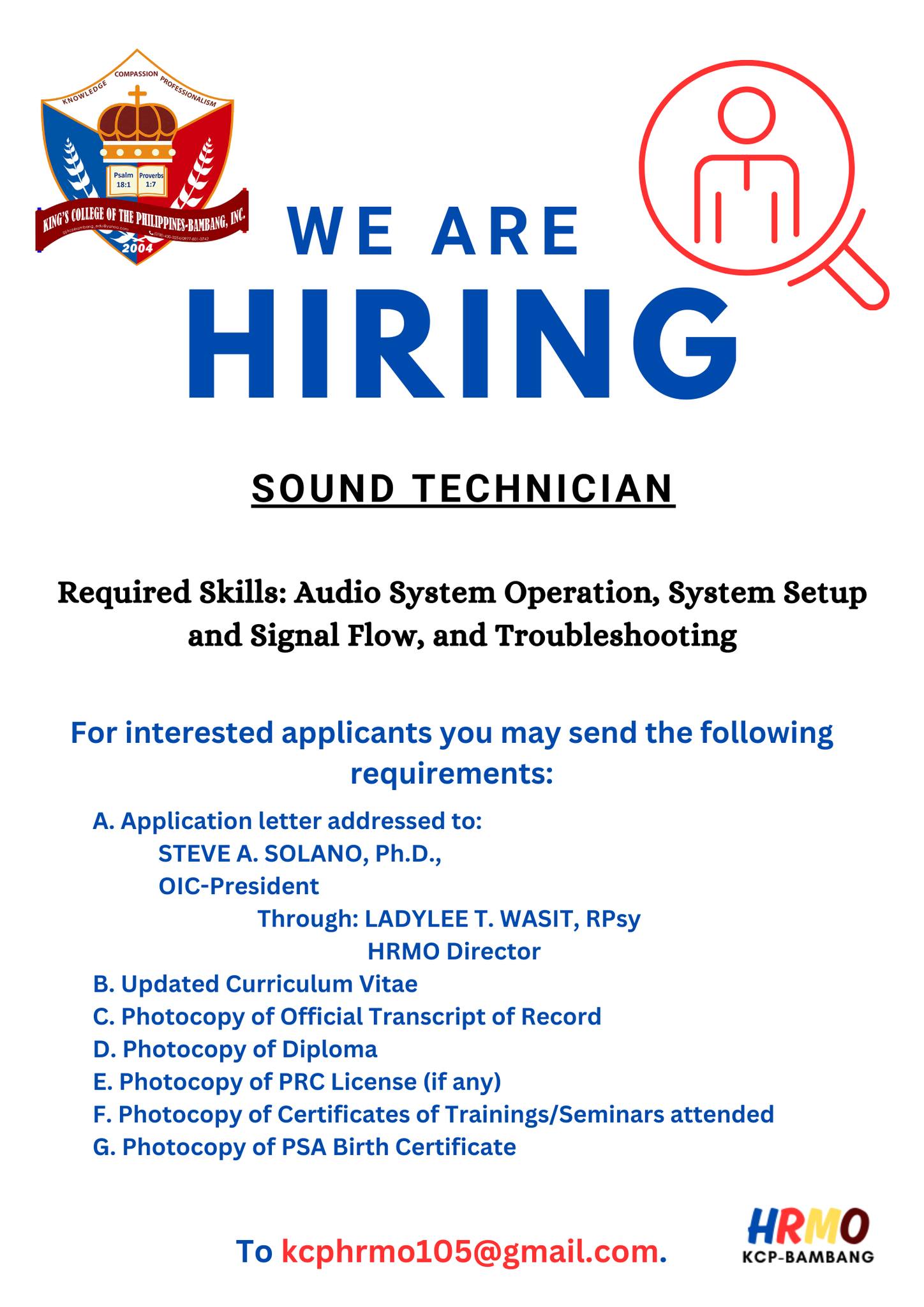 Hiring Sound Techician